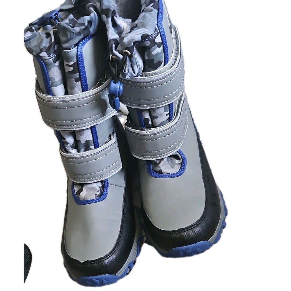 Lands' End Kids Camo Snow Boots Lined Hook & Loop Mid-Calf US 5M EU 37
